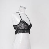 Maxbell Maxbell Sexy Floral Lace Bustier Crop Tops Unpadded Bra Bralette Cami Lingerie Black