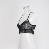 Maxbell Maxbell Sexy Floral Lace Bustier Crop Tops Unpadded Bra Bralette Cami Lingerie Black