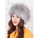 Women Warm Winter Russian Fluffy Faux Fur Hat Earwarmer Earmuff Cossak Ski Light Gray