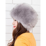 Women Warm Winter Russian Fluffy Faux Fur Hat Earwarmer Earmuff Cossak Ski Light Gray