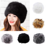 Women Warm Winter Russian Fluffy Faux Fur Hat Earwarmer Earmuff Cossak Ski Light Gray