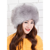 Women Warm Winter Russian Fluffy Faux Fur Hat Earwarmer Earmuff Cossak Ski Light Gray