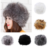 Women Warm Winter Russian Fluffy Faux Fur Hat Earwarmer Earmuff Cossak Ski Light Gray