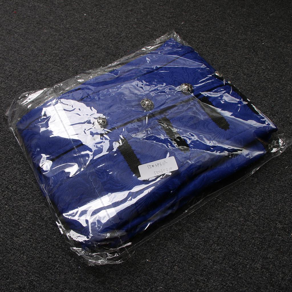 Maxbell Mens Vintage Gothic Jacket Steampunk Victorian Jacquard Coat XL Blue