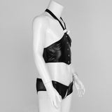 Maxbell Maxbell Men's Sexy Elastic Halter Body Chest Strap Harness Top Briefs Set Black