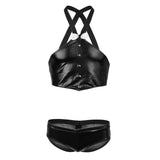 Maxbell Maxbell Men's Sexy Elastic Halter Body Chest Strap Harness Top Briefs Set Black