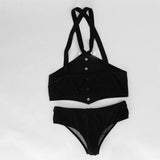Maxbell Maxbell Men's Sexy Elastic Halter Body Chest Strap Harness Top Briefs Set Black