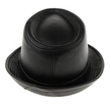 Men Winter Fashion Leather Fedora Hat Church Gentleman Panama Felt Jazz Cap