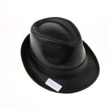 Men Winter Fashion Leather Fedora Hat Church Gentleman Panama Felt Jazz Cap