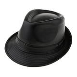 Men Winter Fashion Leather Fedora Hat Church Gentleman Panama Felt Jazz Cap