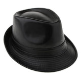 Men Winter Fashion Leather Fedora Hat Church Gentleman Panama Felt Jazz Cap