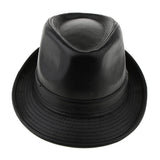 Men Winter Fashion Leather Fedora Hat Church Gentleman Panama Felt Jazz Cap