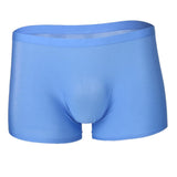 Maxbell Maxbell Mens Silk Underwear Sexy Seamless Boxer Briefs Short Leg XL Blue
