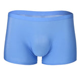 Maxbell Maxbell Mens Silk Underwear Sexy Seamless Boxer Briefs Short Leg XL Blue