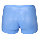 Maxbell Maxbell Mens Silk Underwear Sexy Seamless Boxer Briefs Short Leg XL Blue