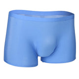 Maxbell Maxbell Mens Silk Underwear Sexy Seamless Boxer Briefs Short Leg XL Blue