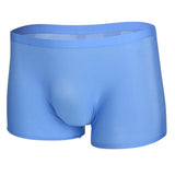 Maxbell Maxbell Mens Silk Underwear Sexy Seamless Boxer Briefs Short Leg XL Blue