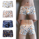 Maxbell Maxbell Sexy Men Seamless Boxer Briefs Printed Panties Underwear  M White Fishbone