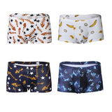 Maxbell Maxbell Sexy Men Seamless Boxer Briefs Printed Panties Underwear  M White Fishbone
