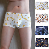 Maxbell Maxbell Sexy Men Seamless Boxer Briefs Printed Panties Underwear  M White Fishbone