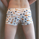 Maxbell Maxbell Sexy Men Seamless Boxer Briefs Printed Panties Underwear  M White Fishbone