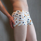 Maxbell Maxbell Sexy Men Seamless Boxer Briefs Printed Panties Underwear  M White Fishbone