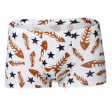 Maxbell Maxbell Sexy Men Seamless Boxer Briefs Printed Panties Underwear  XL White Fishbone