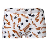 Maxbell Maxbell Sexy Men Seamless Boxer Briefs Printed Panties Underwear  2XL White Fishbone