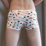 Maxbell Maxbell Sexy Men Seamless Boxer Briefs Printed Panties Underwear  2XL White Fishbone