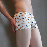 Maxbell Maxbell Sexy Men Seamless Boxer Briefs Printed Panties Underwear  2XL White Fishbone