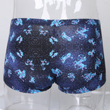 Maxbell Maxbell Sexy Men Seamless Boxer Briefs Printed Panties Underwear  XL Blue Star