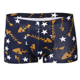 Maxbell Maxbell Sexy Men Seamless Boxer Briefs Printed Panties Underwear  M Blue Fishbone