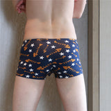 Maxbell Maxbell Sexy Men Seamless Boxer Briefs Printed Panties Underwear  M Blue Fishbone