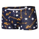 Maxbell Maxbell Sexy Men Seamless Boxer Briefs Printed Panties Underwear  XL Blue Fishbone