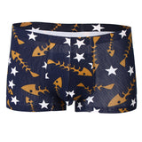 Maxbell Maxbell Sexy Men Seamless Boxer Briefs Printed Panties Underwear  XL Blue Fishbone