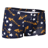 Maxbell Maxbell Sexy Men Seamless Boxer Briefs Printed Panties Underwear  XL Blue Fishbone