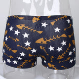 Maxbell Maxbell Sexy Men Seamless Boxer Briefs Printed Panties Underwear  2XL Blue Fishbone