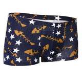 Maxbell Maxbell Sexy Men Seamless Boxer Briefs Printed Panties Underwear  2XL Blue Fishbone