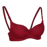 Maxbell Maxbell Womens Comfort Sexy Embroidered Lace Unpadded Push up Everyday Bra 36AB Red