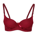 Maxbell Maxbell Womens Comfort Sexy Embroidered Lace Unpadded Push up Everyday Bra 36AB Red