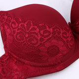 Maxbell Maxbell Womens Comfort Sexy Embroidered Lace Unpadded Push up Everyday Bra 36AB Red