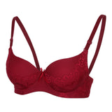 Maxbell Maxbell Womens Comfort Sexy Embroidered Lace Unpadded Push up Everyday Bra 36AB Red