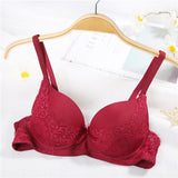 Maxbell Maxbell Womens Comfort Sexy Embroidered Lace Unpadded Push up Everyday Bra 36AB Red