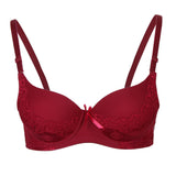 Maxbell Maxbell Womens Comfort Sexy Embroidered Lace Unpadded Push up Everyday Bra 36AB Red