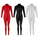 Maxbell Open Crotch Jumpsuits Sexy Zipper Long Sleeves Catsuit Bodysuit Clubwear Black - Aladdin Shoppers