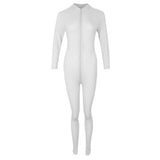 Maxbell Sexy Women Catsuit Lingerie Costume Open Crotch Zipper Shiny Bodysuit White - Aladdin Shoppers