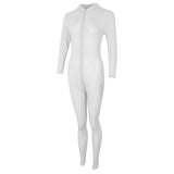 Maxbell Sexy Women Catsuit Lingerie Costume Open Crotch Zipper Shiny Bodysuit White - Aladdin Shoppers