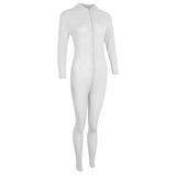Maxbell Sexy Women Catsuit Lingerie Costume Open Crotch Zipper Shiny Bodysuit White - Aladdin Shoppers