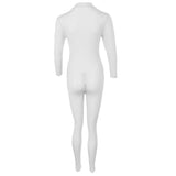 Maxbell Sexy Women Catsuit Lingerie Costume Open Crotch Zipper Shiny Bodysuit White - Aladdin Shoppers