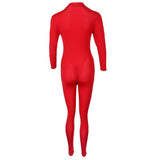 Maxbell Sexy Women Catsuit Lingerie Costume Open Crotch Zipper Shiny Bodysuit Red - Aladdin Shoppers